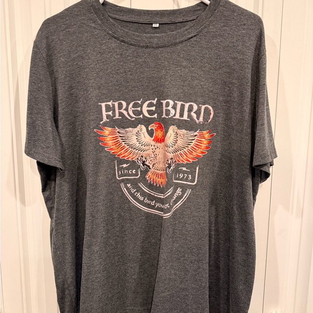 Classic Free Bird Graphic Tee - Charcoal Gray